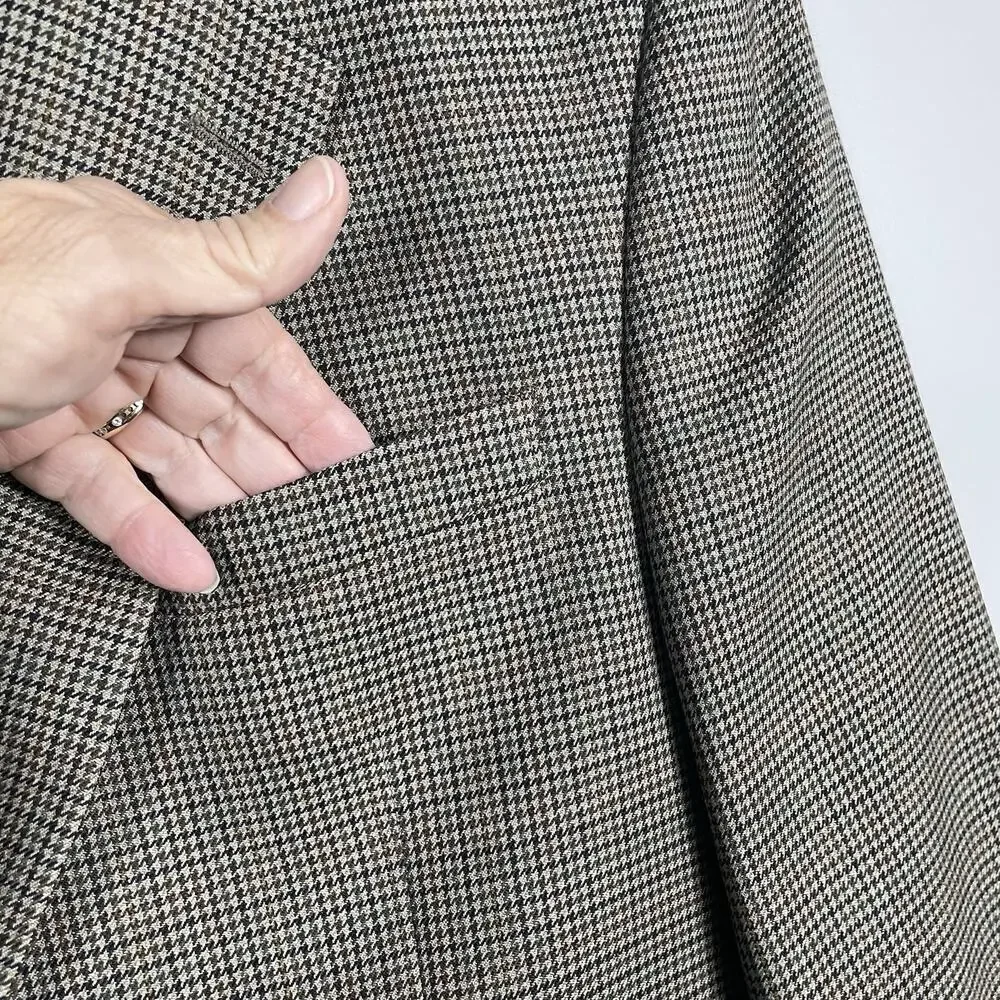 Lauren Ralph Lauren Blazer Sport Coat Jacket Men’s 42R Brown Wool Houndstooth